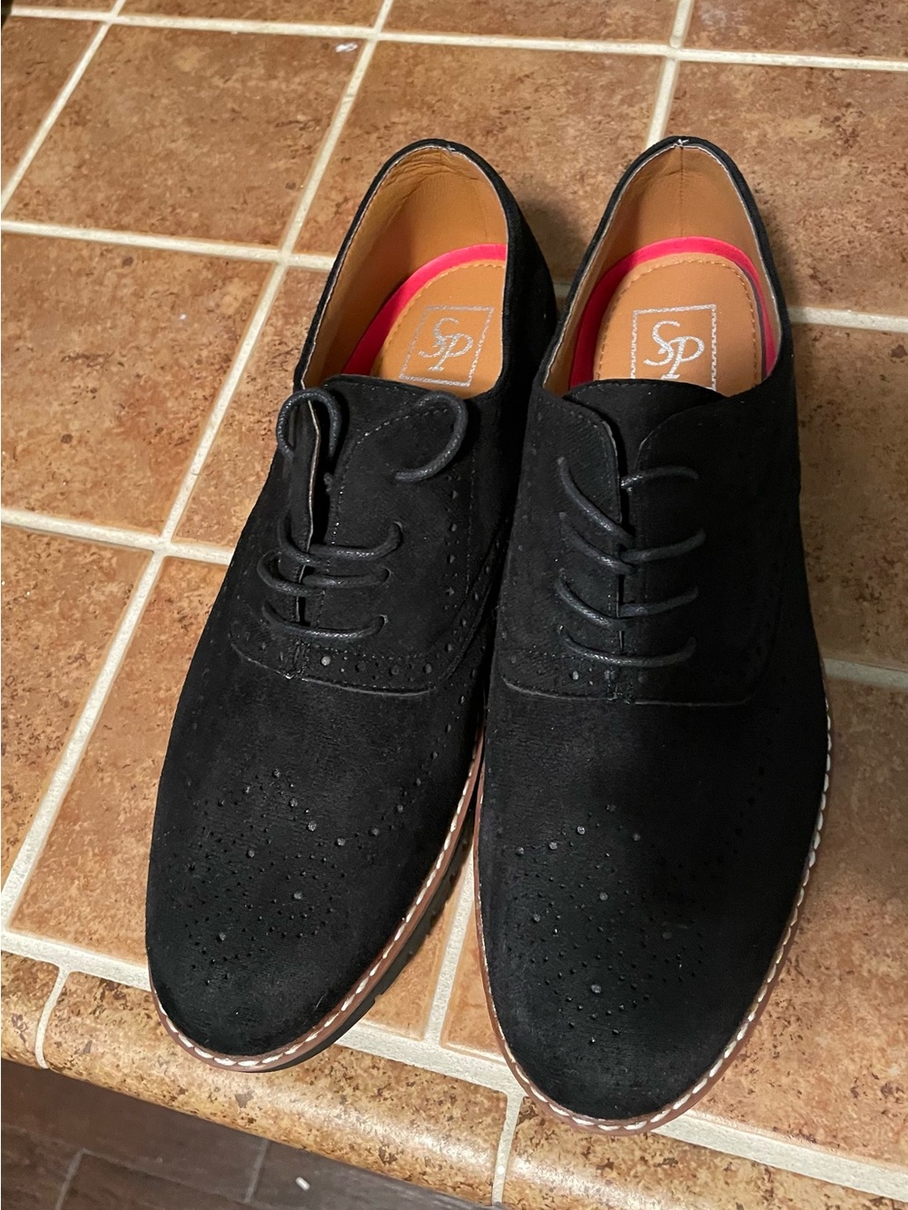 Black Suede Wingtip Derby Shoes for Men